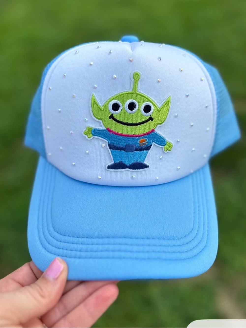 Toy Story Inspired | Blue & White Embroidered Alien Mesh Cap